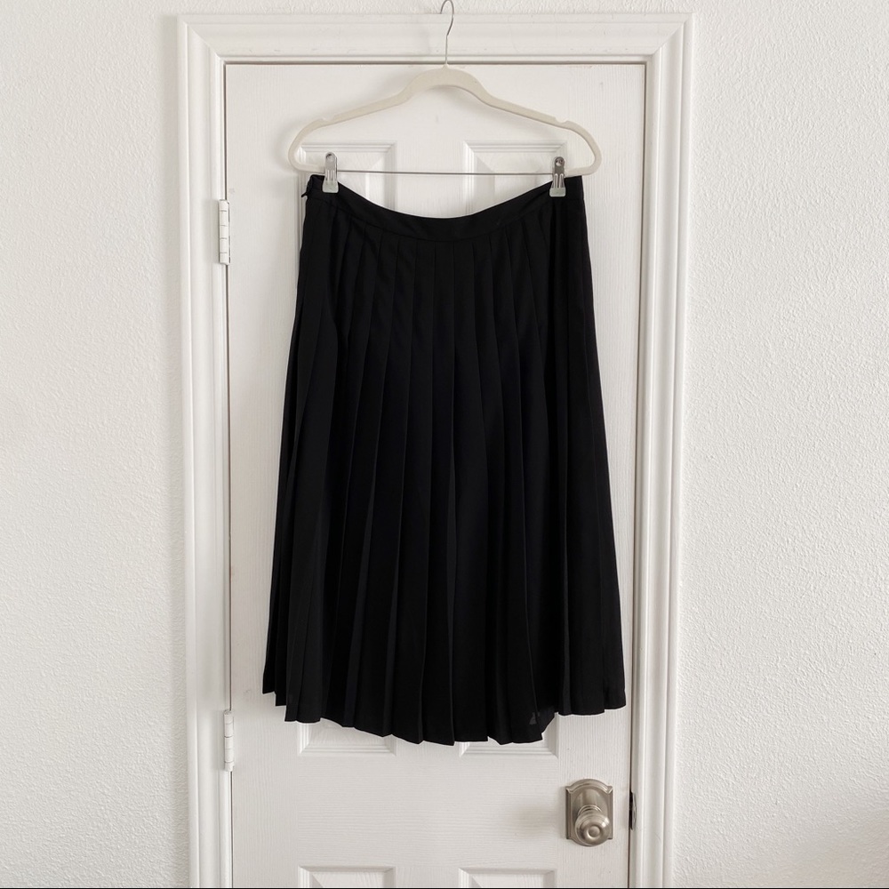 Black Pleated Midi Skirt